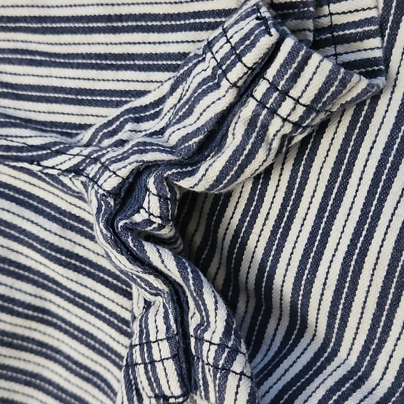 Hanna Andersson Denim Striped Shorts Shortalls Sz 85 2T Pockets! - Picture 6 of 6